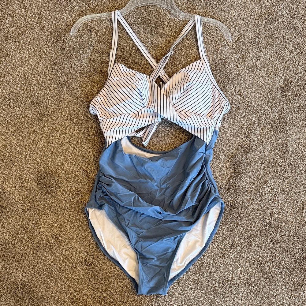 Striped Blue One-Piece Swimsuit